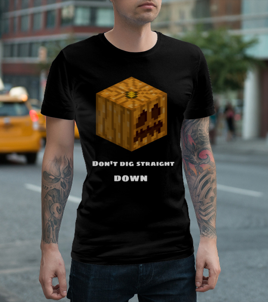 Minecraft Halloween Pumpkin Don't Dig Straight Down T-Shirt