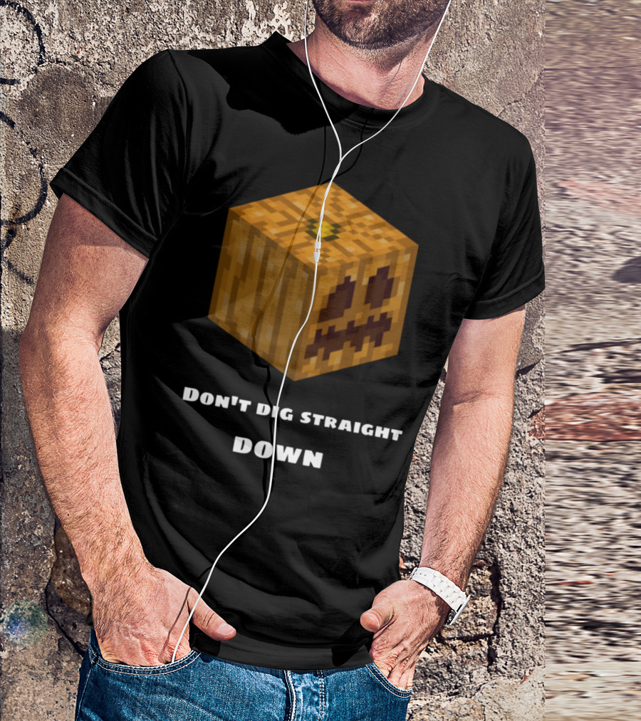 Minecraft Halloween Pumpkin Don't Dig Straight Down T-Shirt