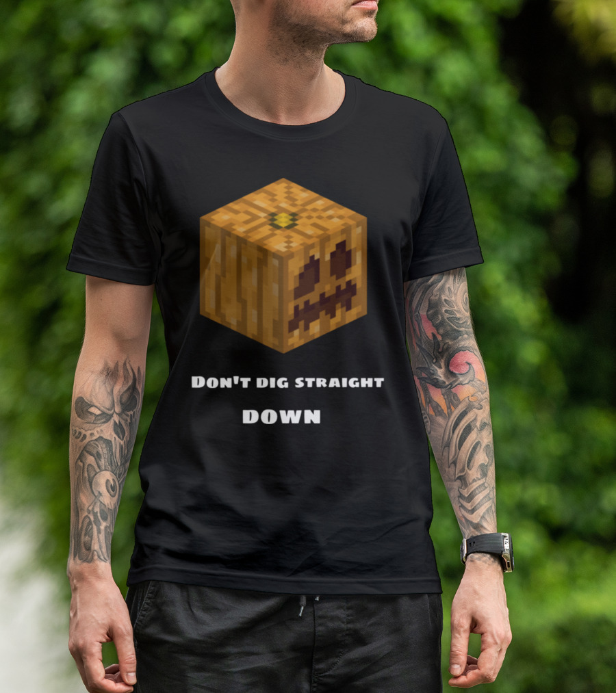 Minecraft Halloween Pumpkin Don't Dig Straight Down T-Shirt