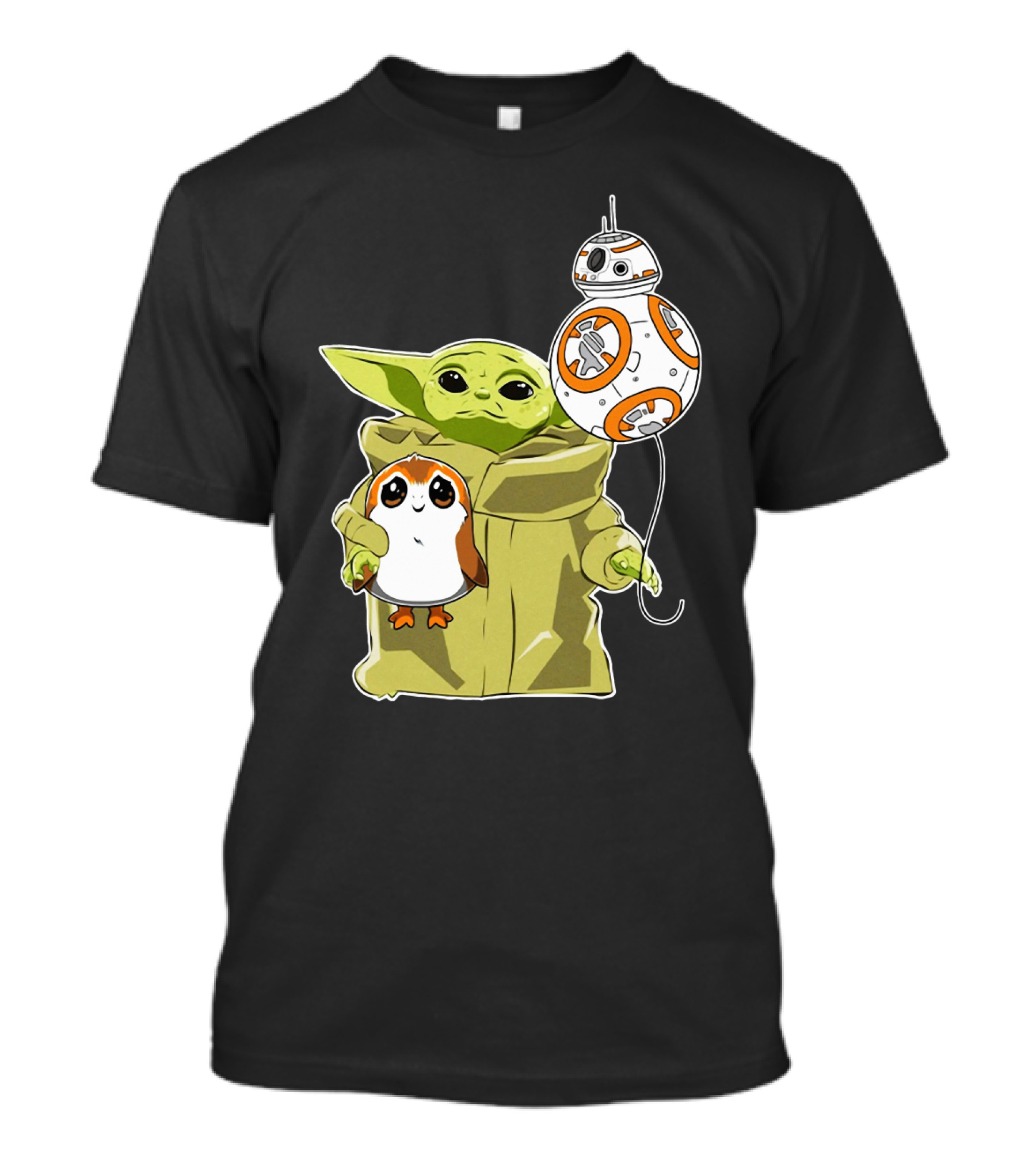 Baby Yoda Hug Sad Porg With BB-8 Balloon T-Shirt