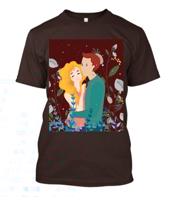 Lover Dating Romantic Embrace Amidst Floral Background T-Shirt