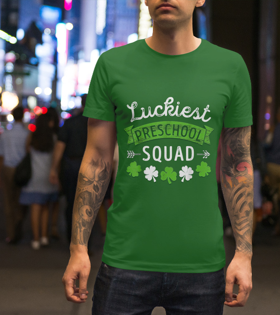 Luckiest Preschool Squad St Patricks Day Shamrocks T-Shirt