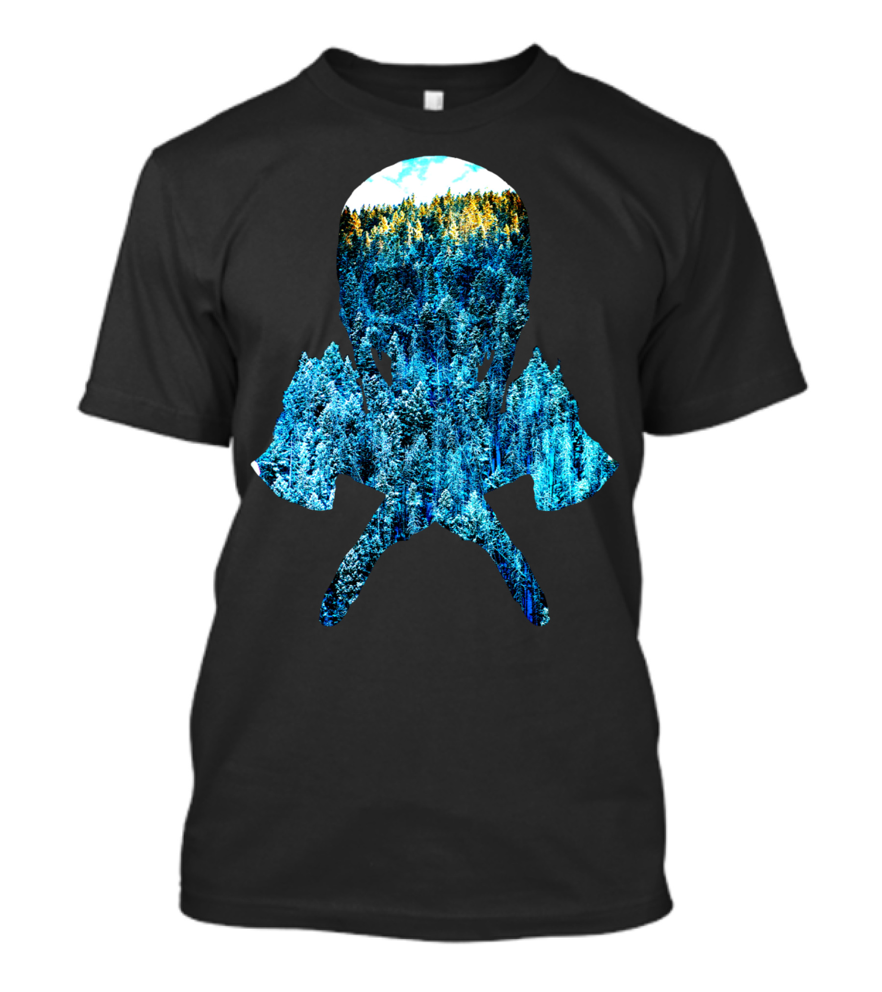 Ice Cold Skull With Winter Forest Wilderness Hunter Survivalist T-Shirt