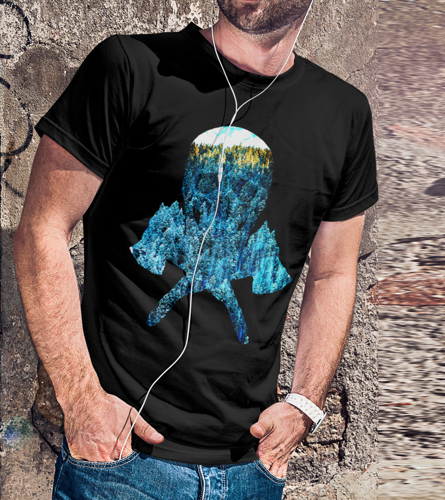Ice Cold Skull With Winter Forest Wilderness Hunter Survivalist T-Shirt