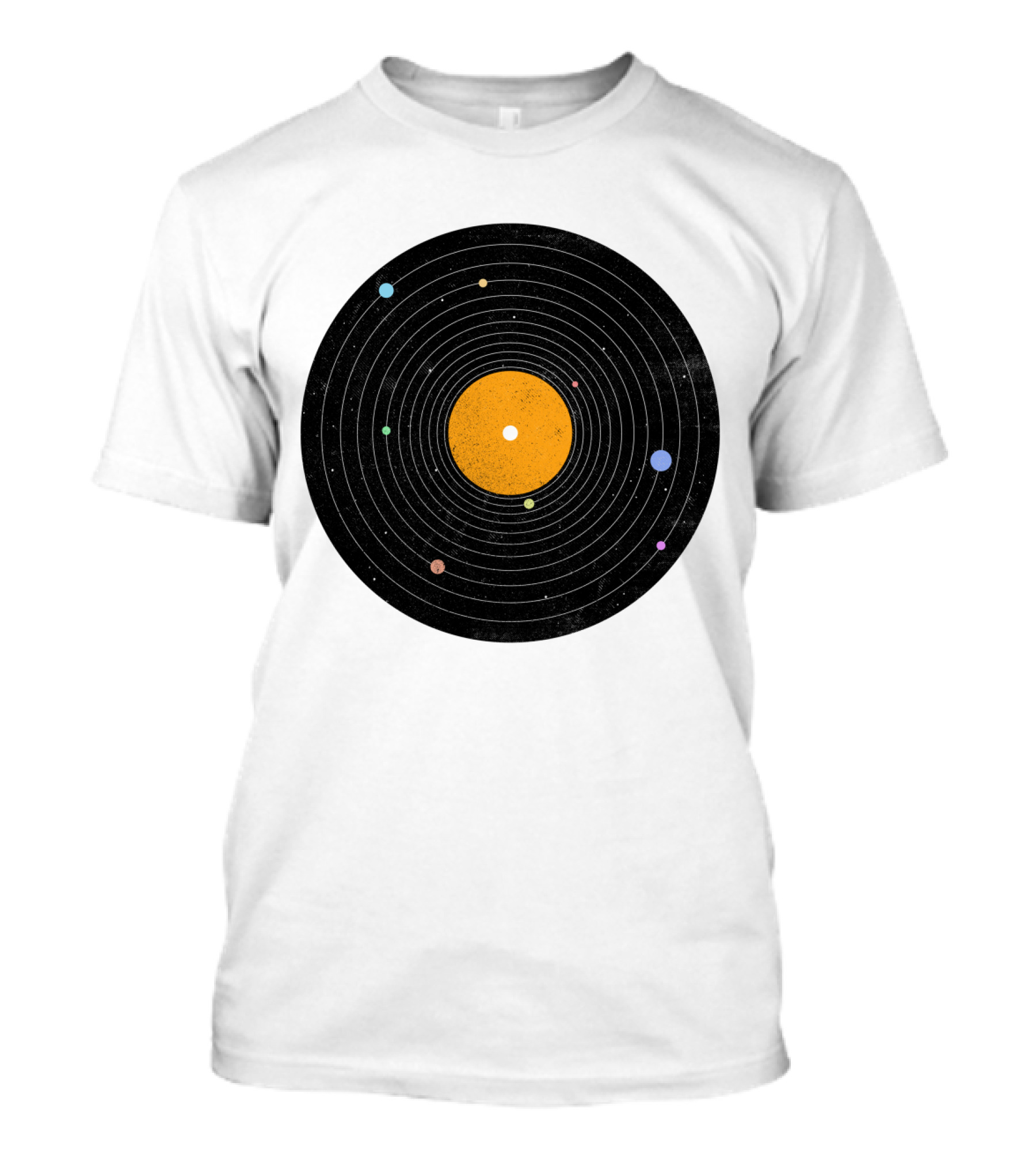 Solar System Vinyl Record Planets Orbiting Cosmic Sound T-Shirt
