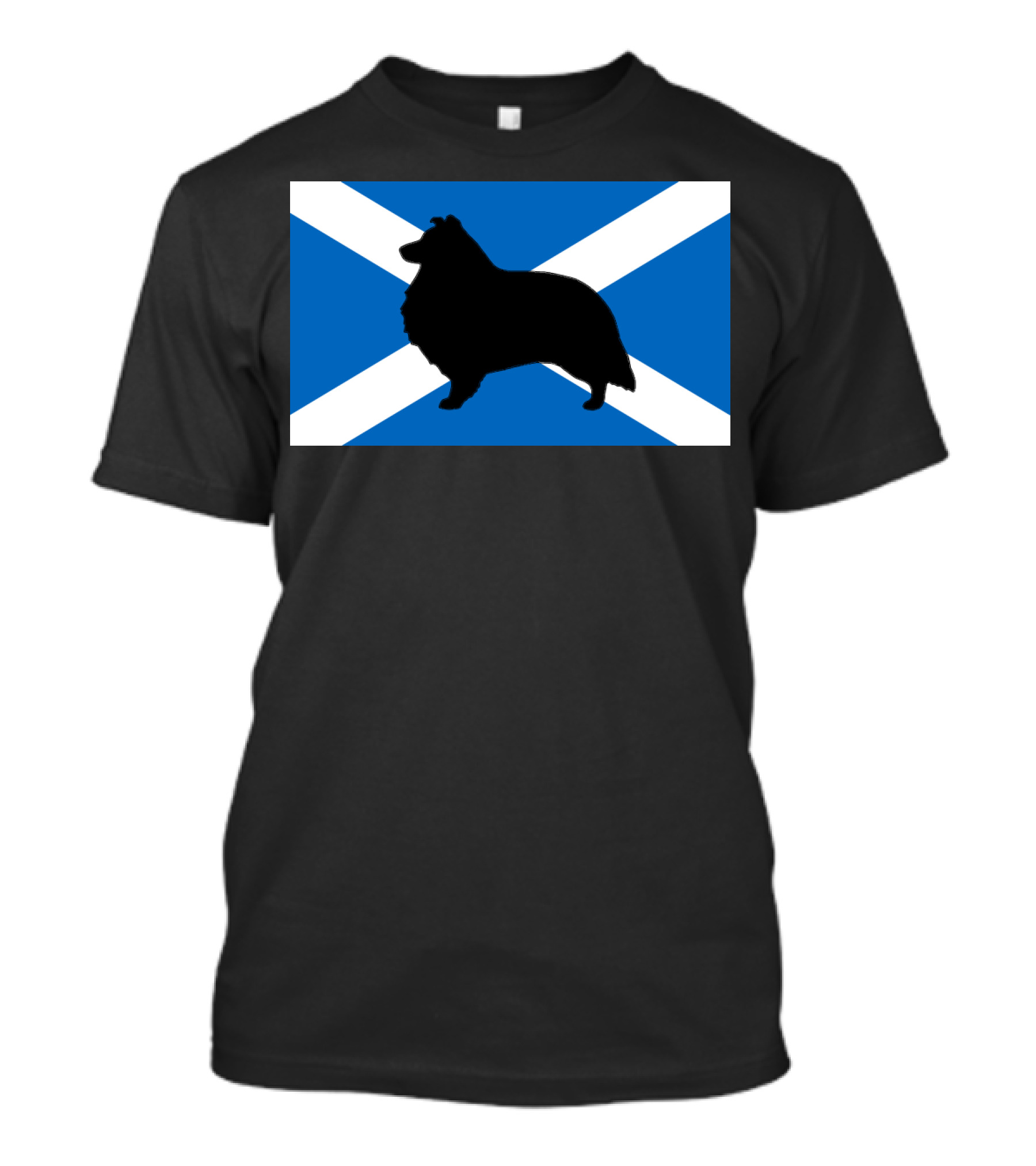 Shetland Sheepdog Silhouette On St. Andrew's Cross Flag T-Shirt