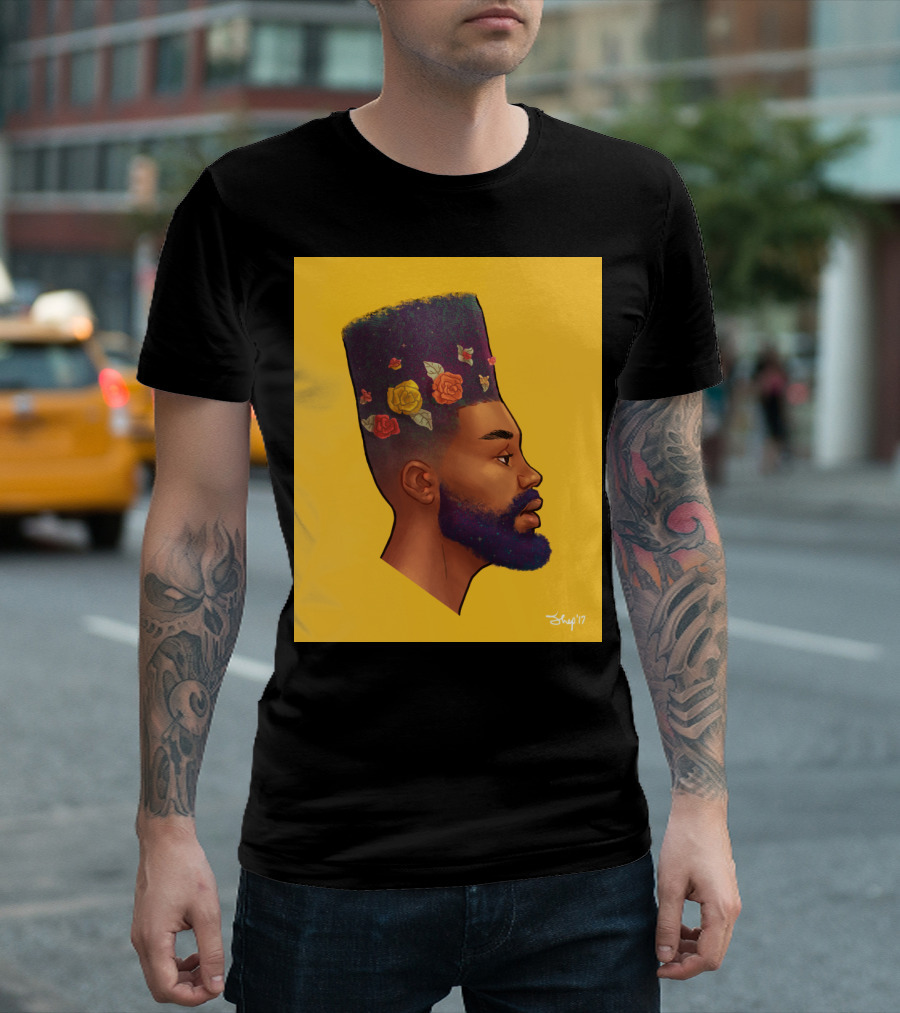 Floral Hi Top Profile with Vibrant Roses and Yellow Background T-Shirt