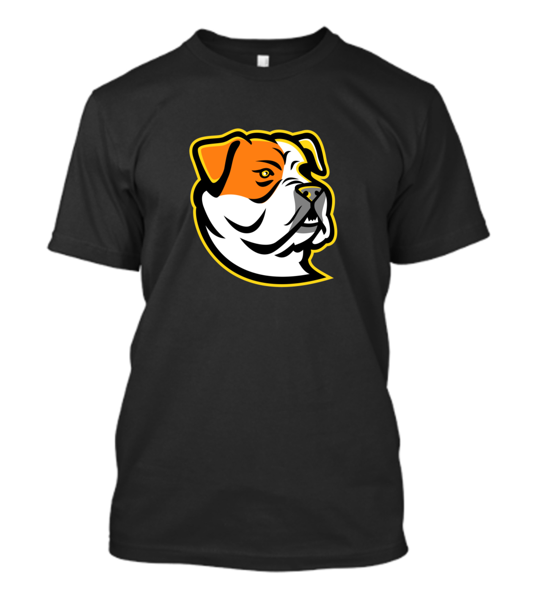 American Bulldog Head Illustration With Bold Yellow Outline T-Shirt