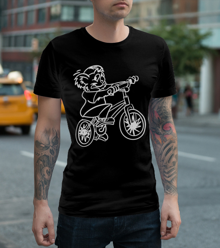 Koala Riding Bicycle Sketch T-Shirt