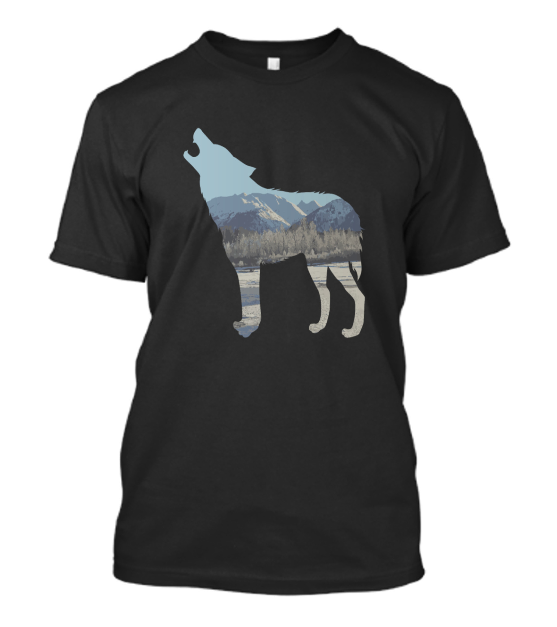 Howling Wolf In Winter Mountains Silhouette Nature Idea T-Shirt