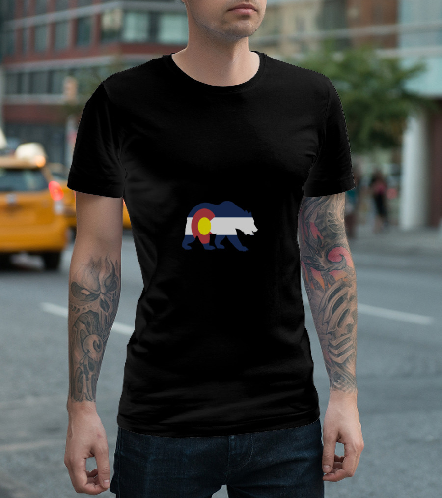 Sundance Mountain Colorado Flag Bear With Mountain T-Shirt