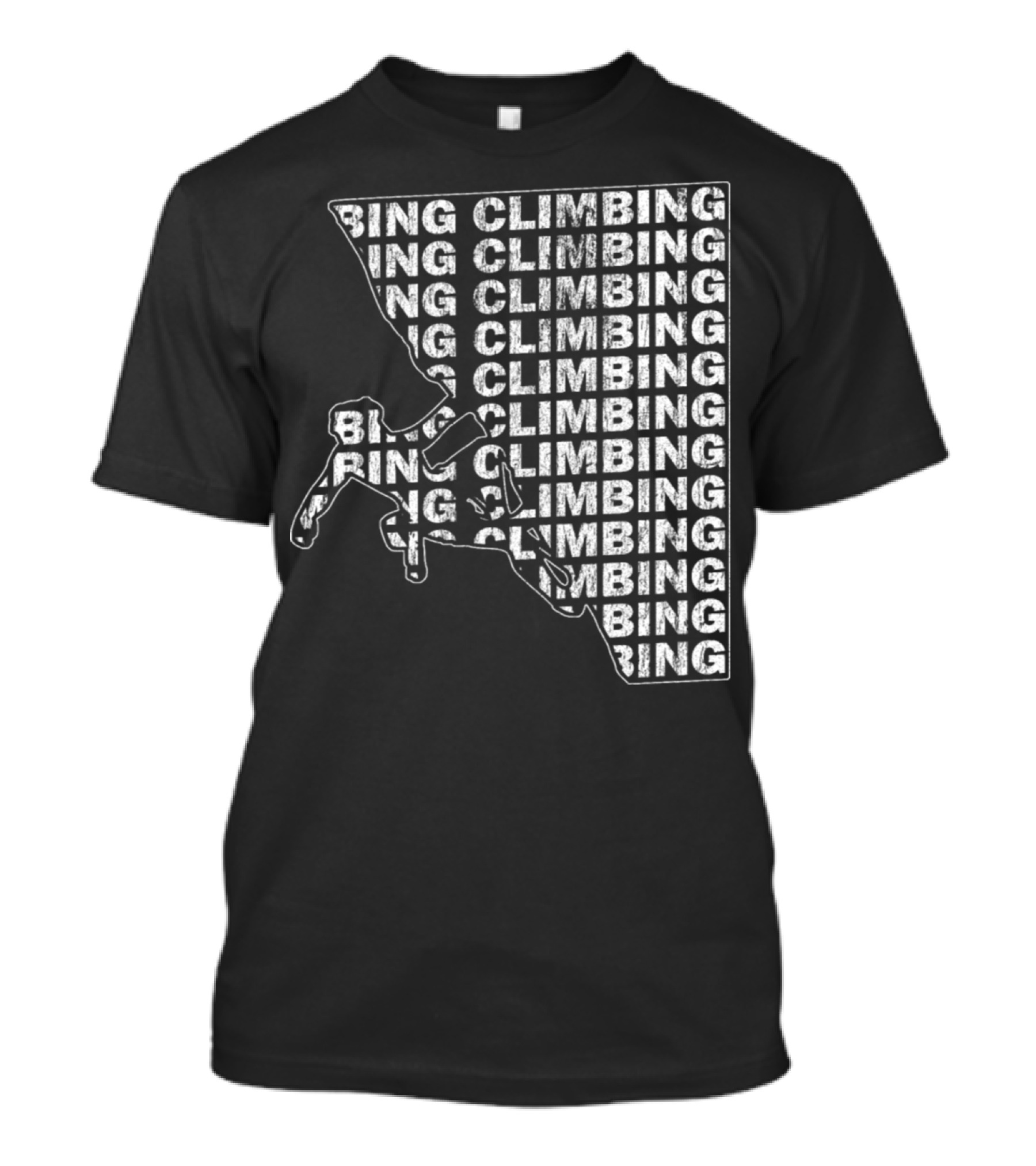 Climbing Mountain Climber Hiker Repeated Text Pattern With Rock Climber T-Shirt
