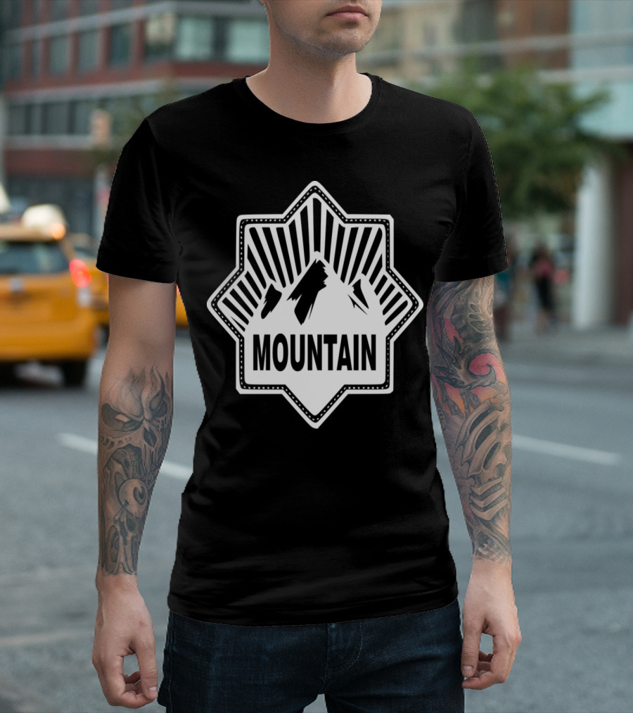 Mountain Badge Graphic with Geometric Peaks T-Shirt