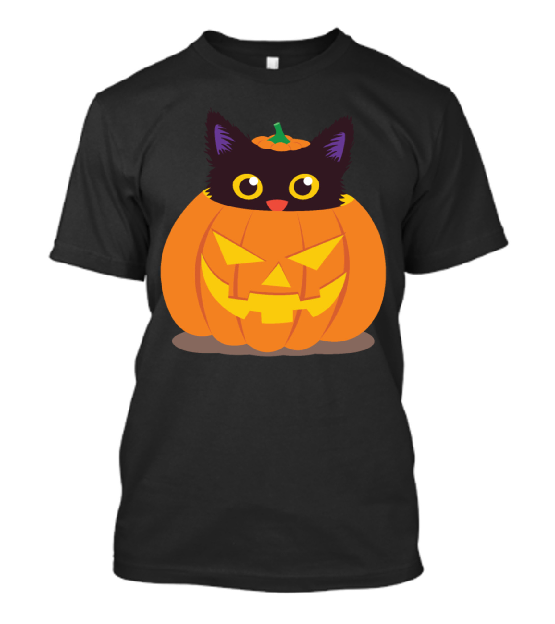 Little Kitten In A Pumpkin With Jack-O'-Lantern Face T-Shirt