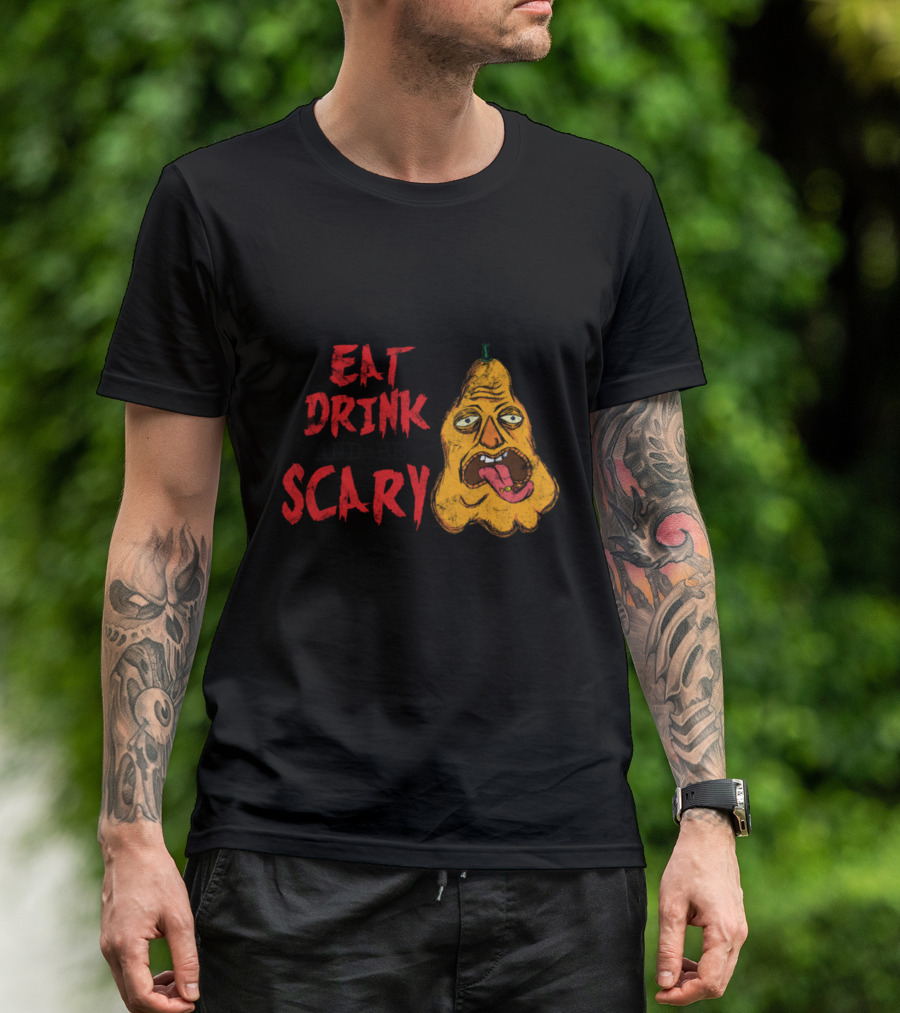 Eat Drink And Be Scary With Pumpkin Grudge Face T-Shirt