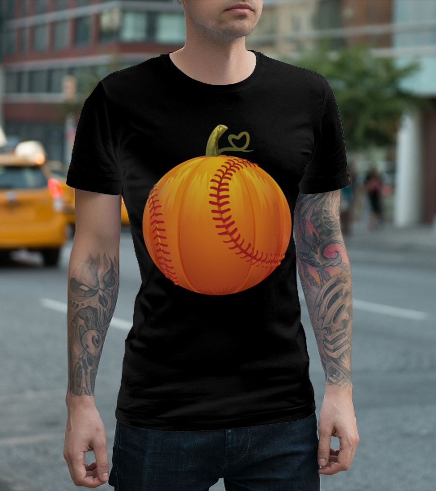 Funny Pumpkin Baseball Fall Sports Humor T-Shirt