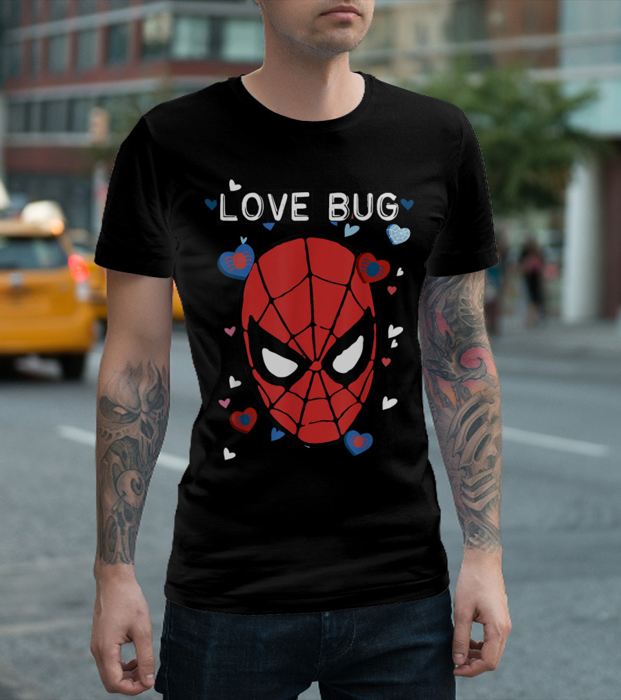 Marvel Valentine's Day Love Bug Spiderman Hearts T-Shirt