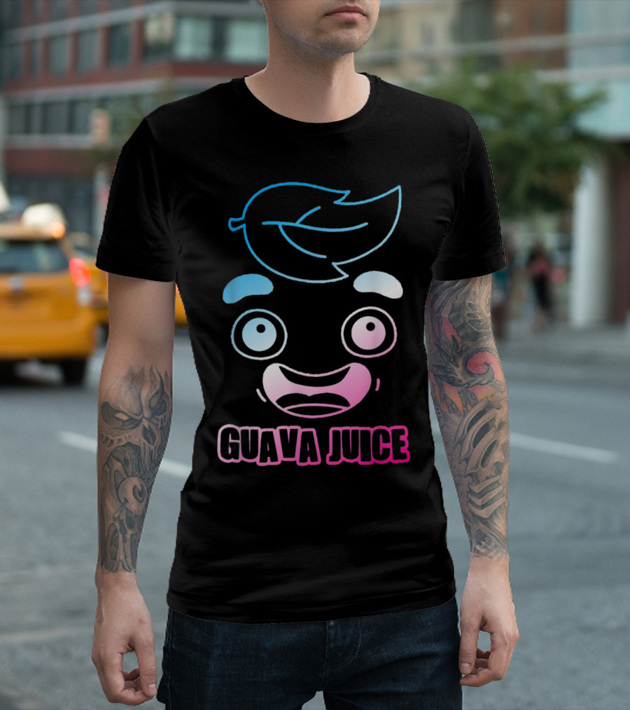 Guava Juice Box Lover Hippie Face with Leaf Accent T-Shirt