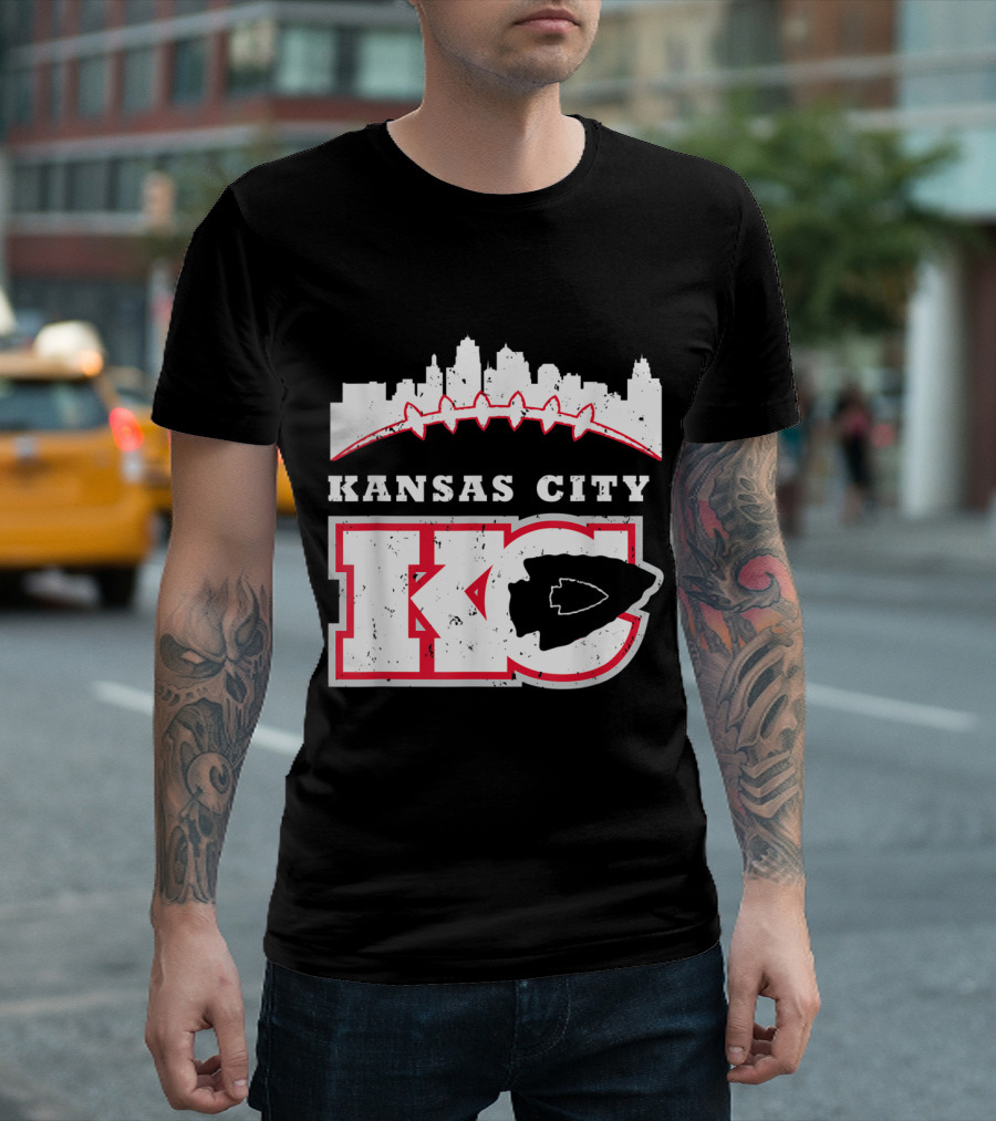 Kansas City KC Skyline Pigskin Football Chiefs Arrowhead T-Shirt