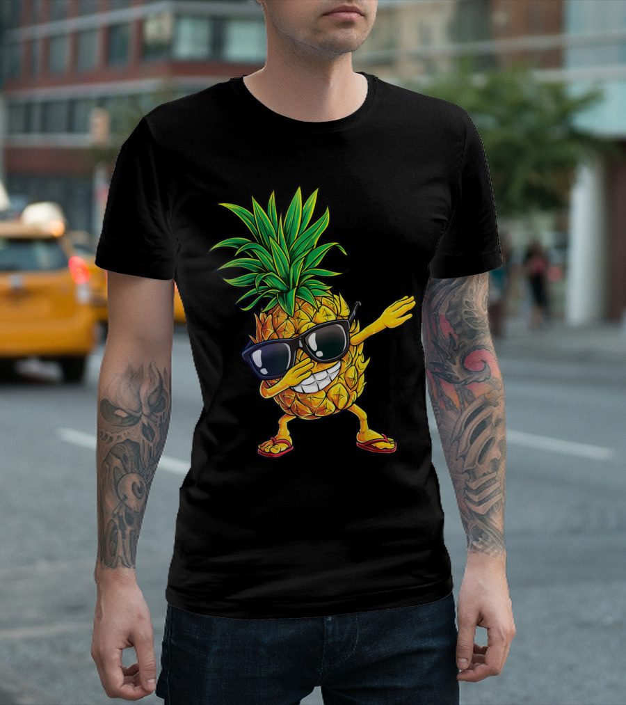 Dabbing Pineapple Sunglasses Aloha Beaches Fun Summer Vibes T-Shirt