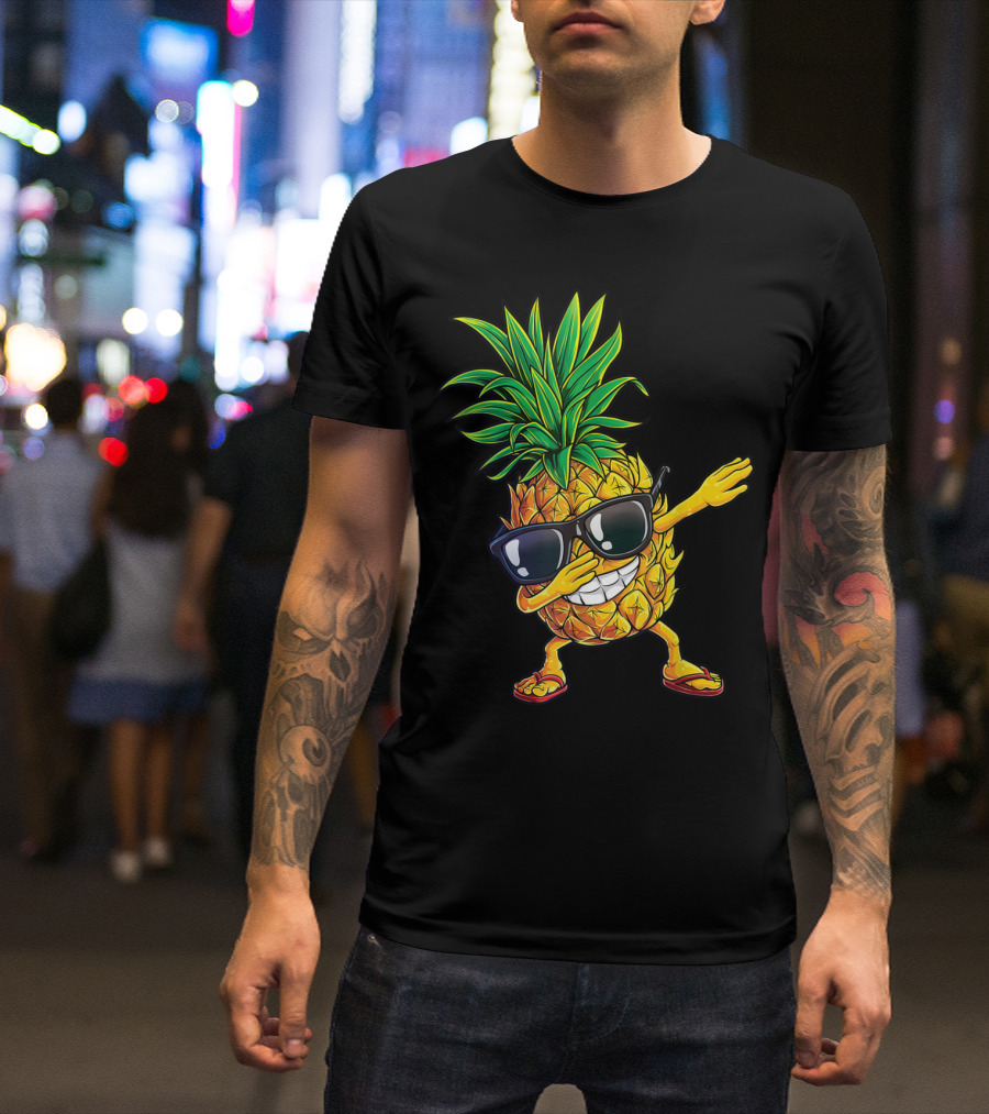 Dabbing Pineapple Sunglasses Aloha Beaches Fun Summer Vibes T-Shirt