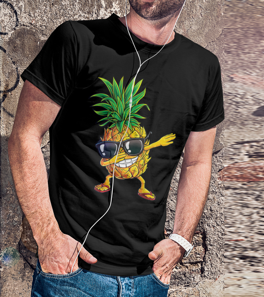 Dabbing Pineapple Sunglasses Aloha Beaches Fun Summer Vibes T-Shirt