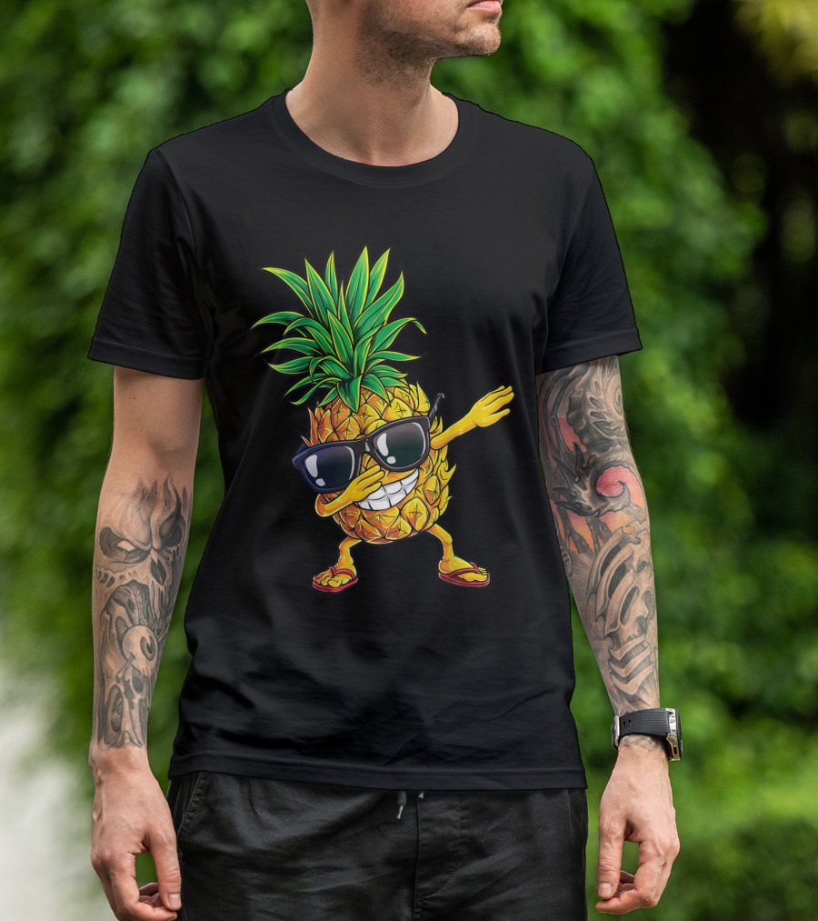 Dabbing Pineapple Sunglasses Aloha Beaches Fun Summer Vibes T-Shirt