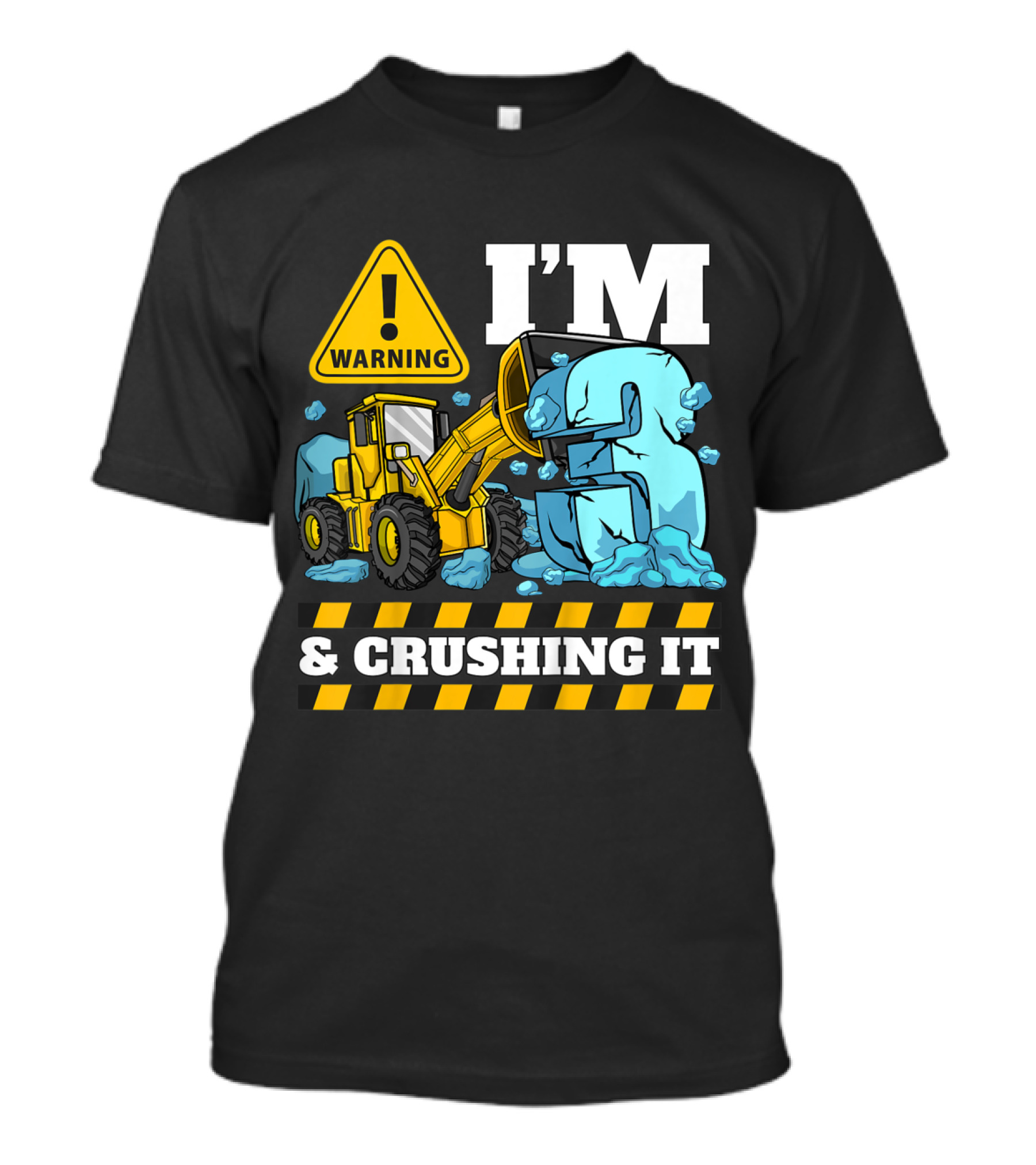 Warning I'm 3 And Crushing It Kids Construction Truck 3rd Birthday Boy T-Shirt