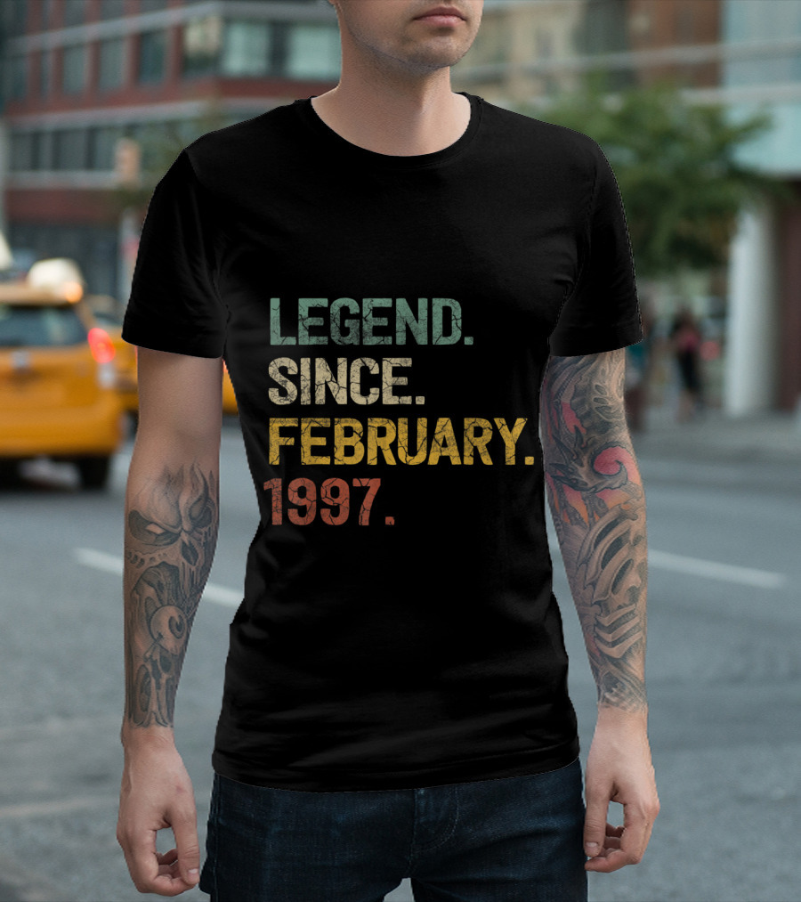 Legend Since February 1997 23rd Birthday Vintage Style Retro Colors T-Shirt