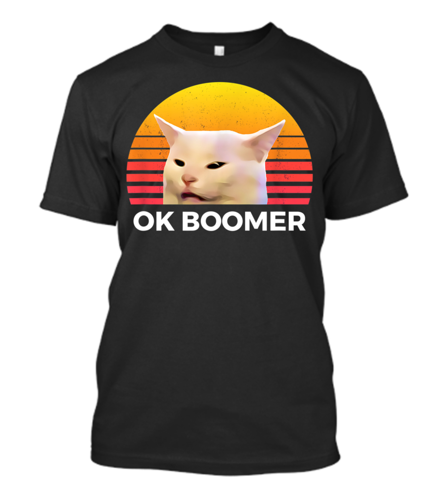 OK Boomer Funny Cat Meme Woman Yelling Retro Sunset T-Shirt