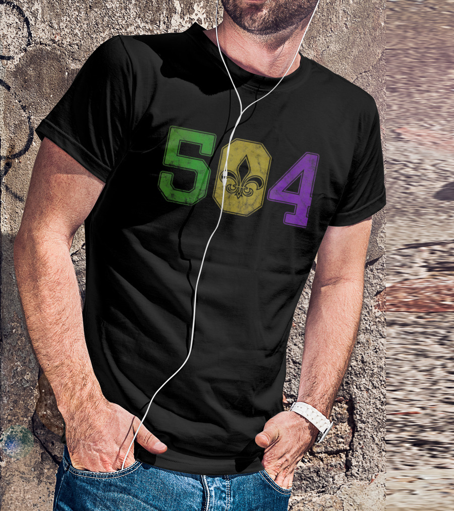 Mardi Gras 504 Fleur De Lis Nola New Orleans Louisiana La T-Shirt