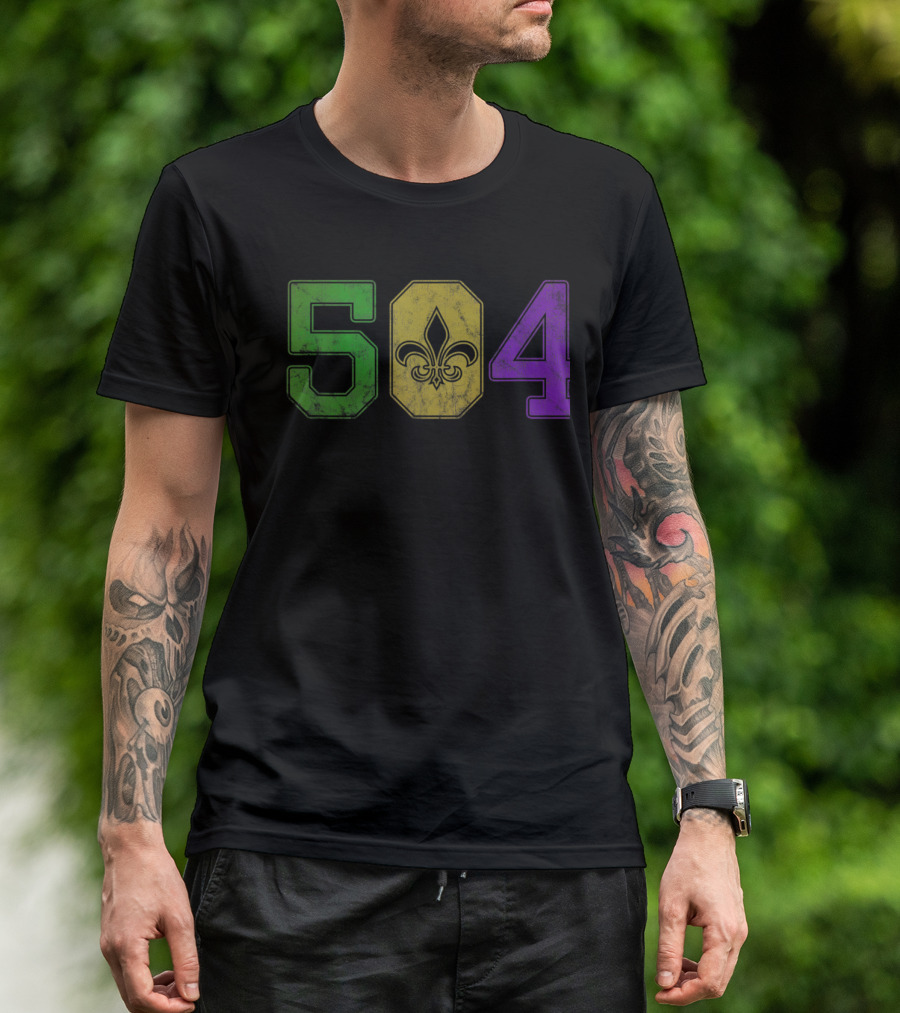 Mardi Gras 504 Fleur De Lis Nola New Orleans Louisiana La T-Shirt