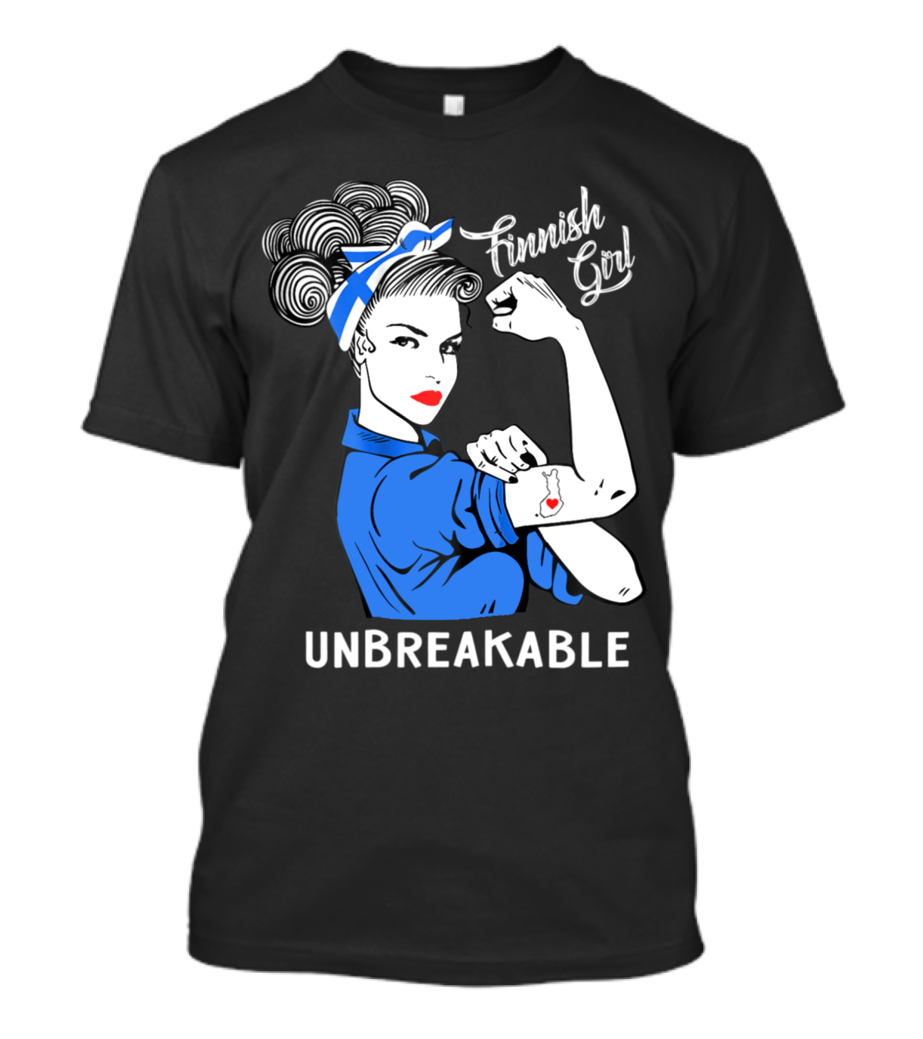 Finnish Girl Unbreakable With Finland Flag Tattoo T-Shirt