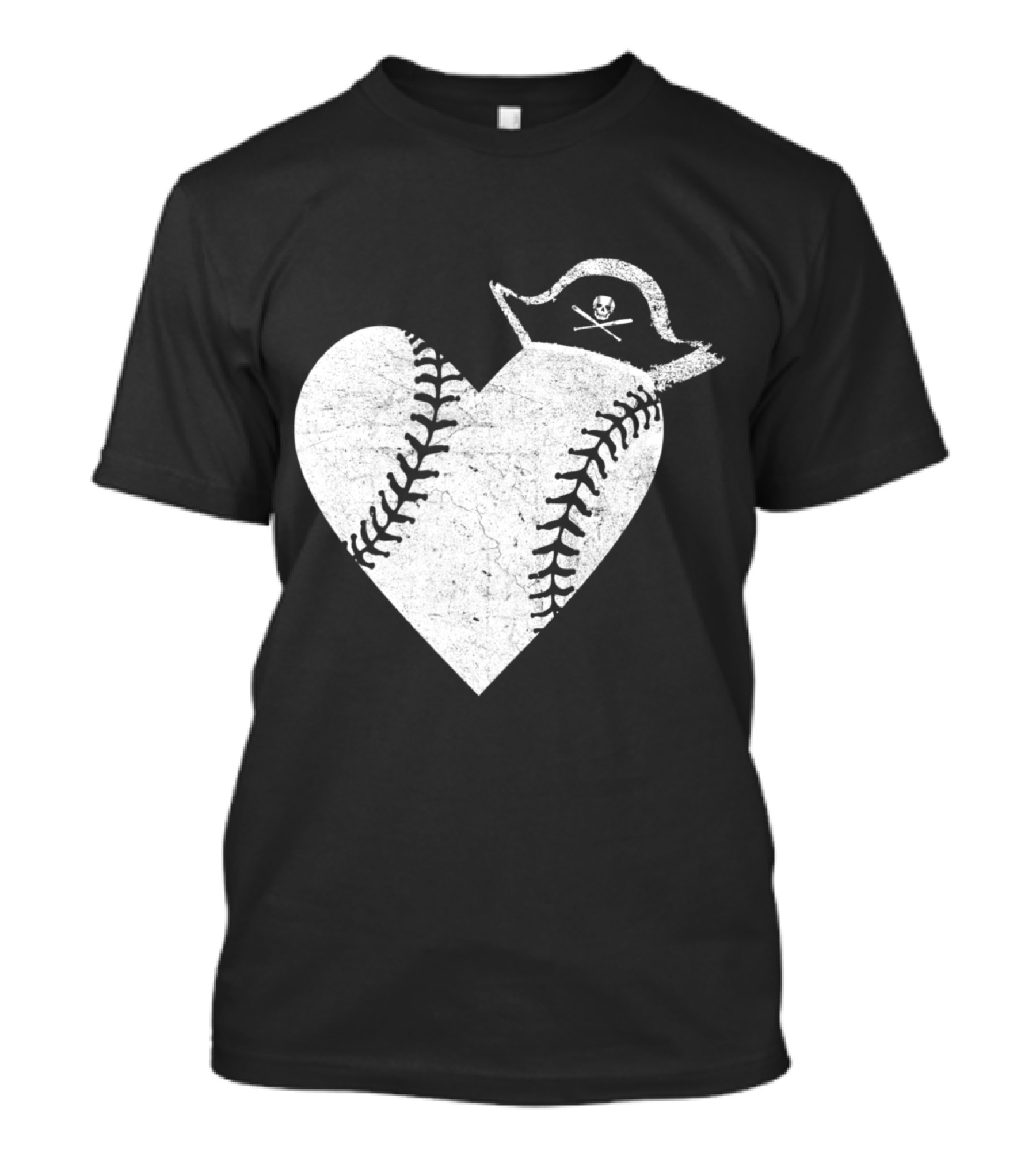 Vintage Pirate Heart Baseball Skull T-Shirt