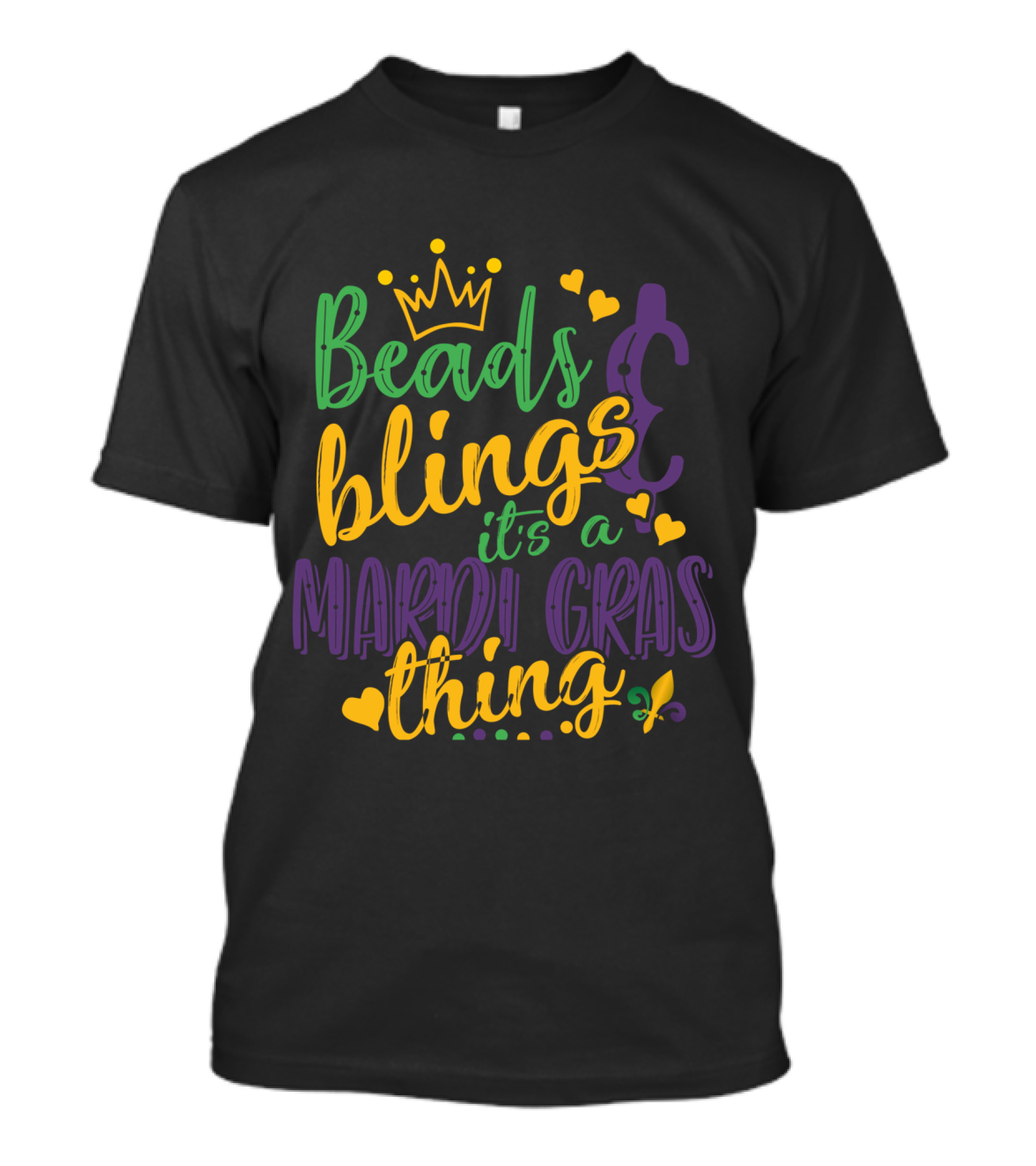 Beads Blings It’s A Mardi Gras Thing With Crown And Mask Elements T-Shirt