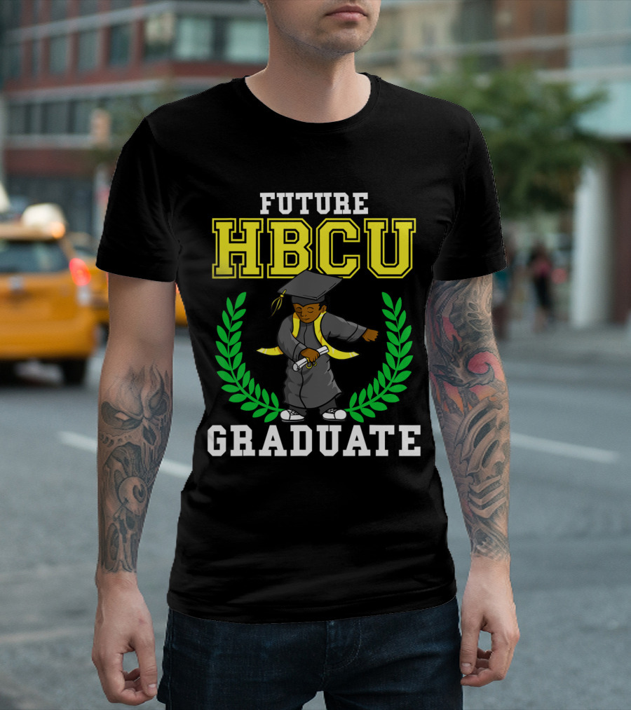 Future HBCU Graduate Flossing in Cap and Gown with Diploma T-Shirt