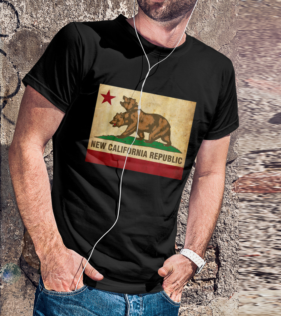 New California Republic Flag Fallout Inspired Bear And Star T-Shirt