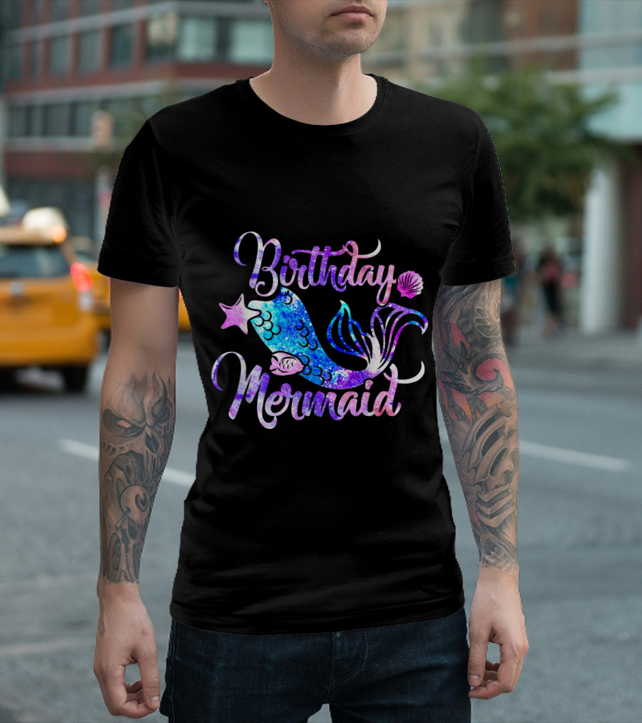 Birthday Mermaid Birthday Mermaid Shell Starfish T-Shirt