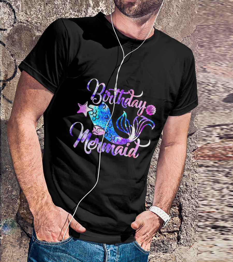 Birthday Mermaid Birthday Mermaid Shell Starfish T-Shirt