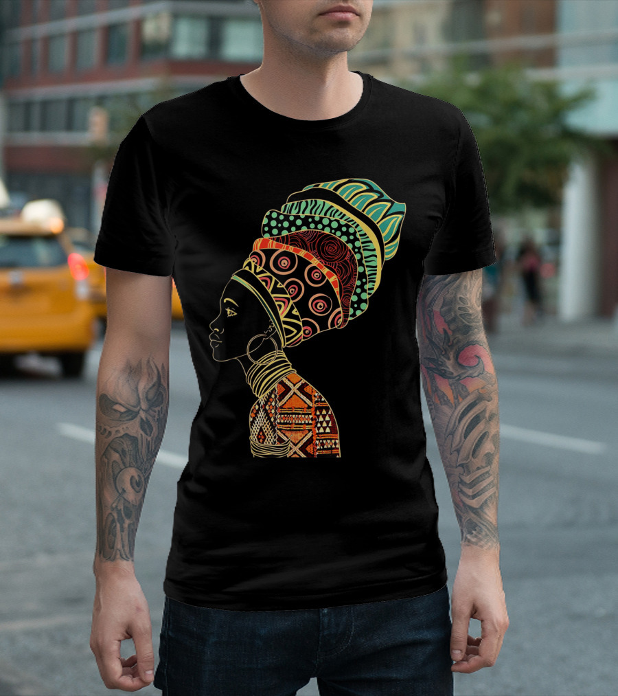 Black History Month African American Beauty Patterned Head Wrap T-Shirt