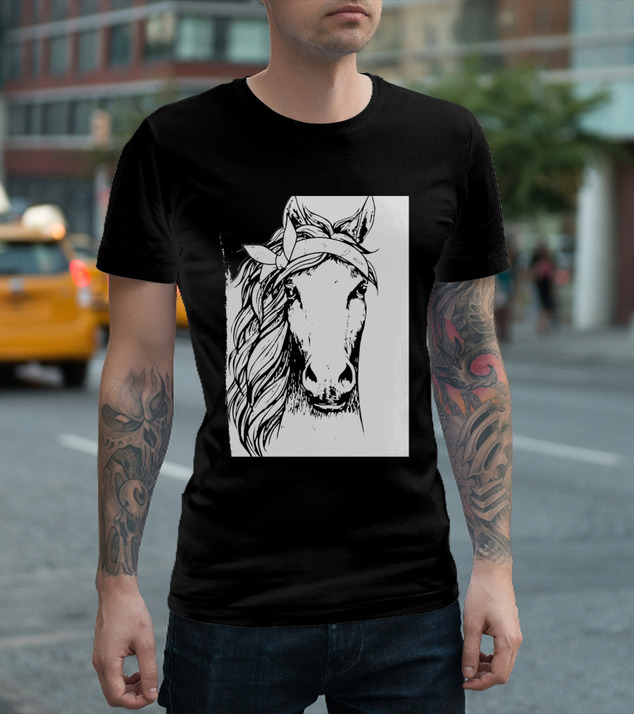 Horse Bandana Sketch for Horseback Riding Enthusiasts T-Shirt