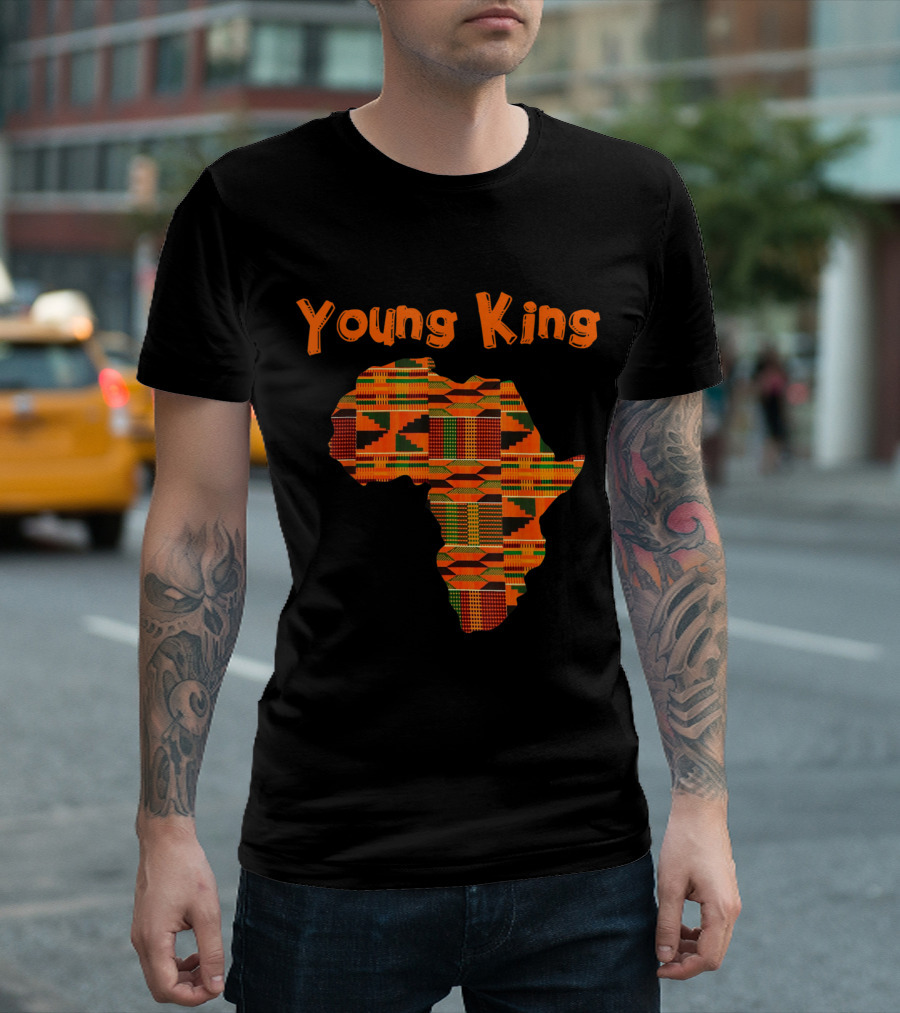 Young King African Print Kids With Kente Map T-Shirt