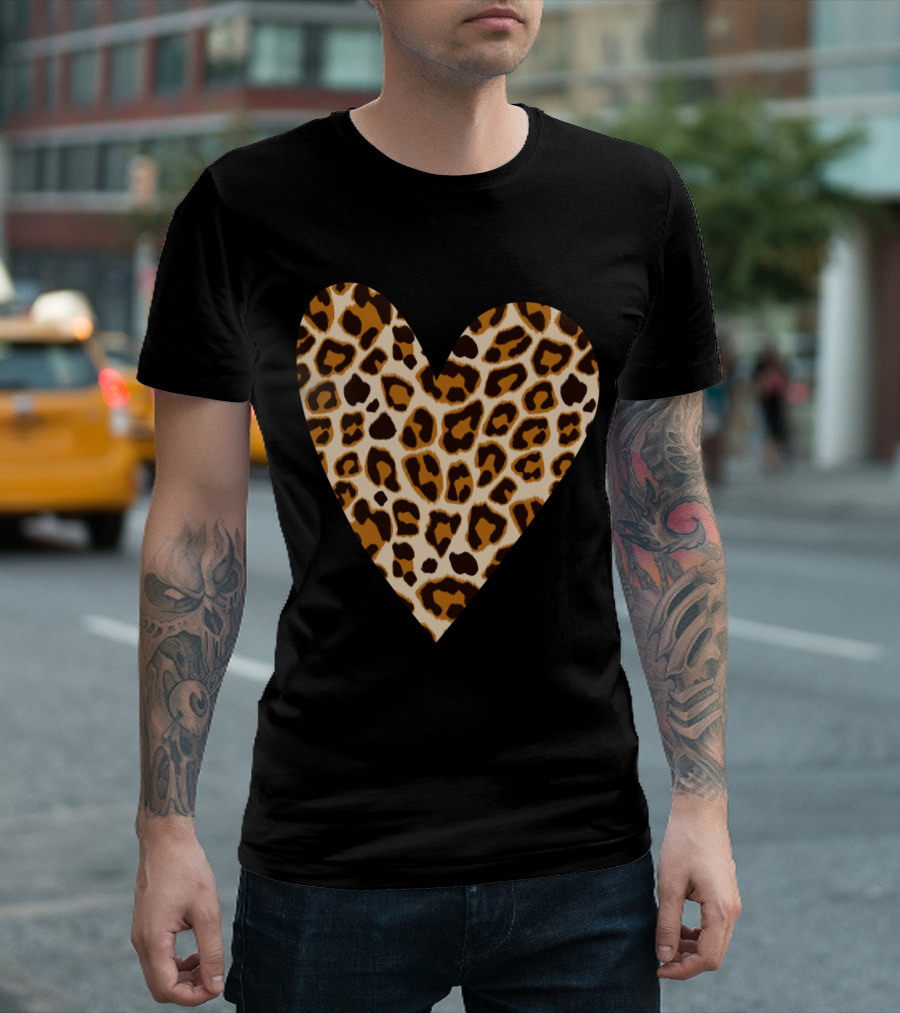 Leopard Heart Valentines Top T-Shirt