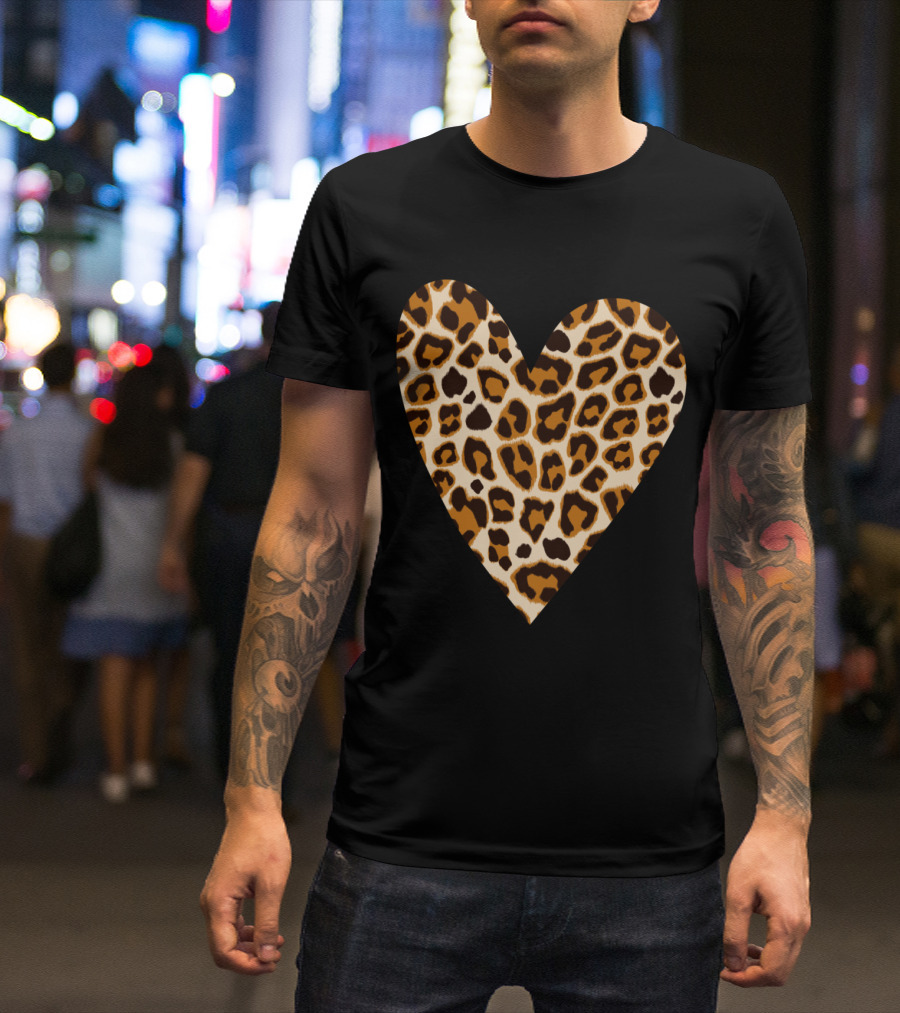 Leopard Heart Valentines Top T-Shirt