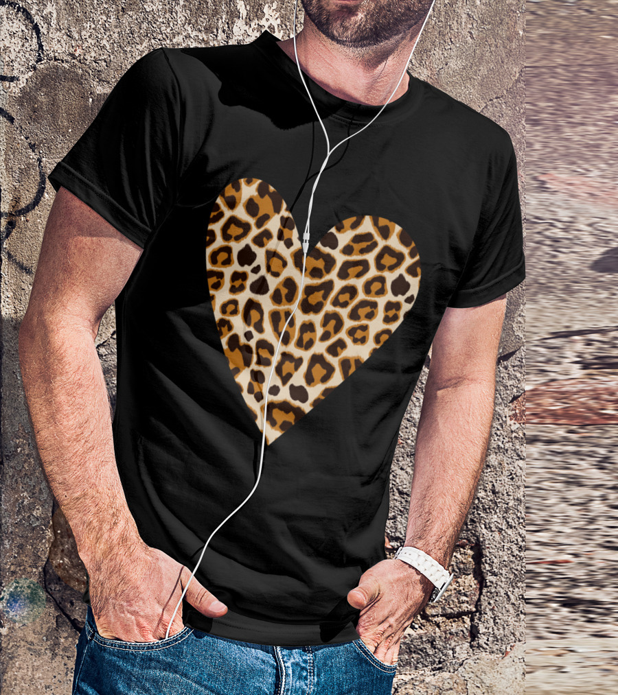 Leopard Heart Valentines Top T-Shirt