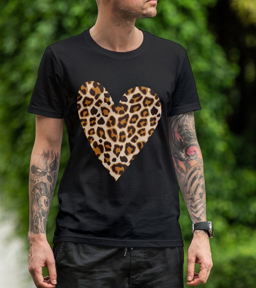 Leopard Heart Valentines Top T-Shirt
