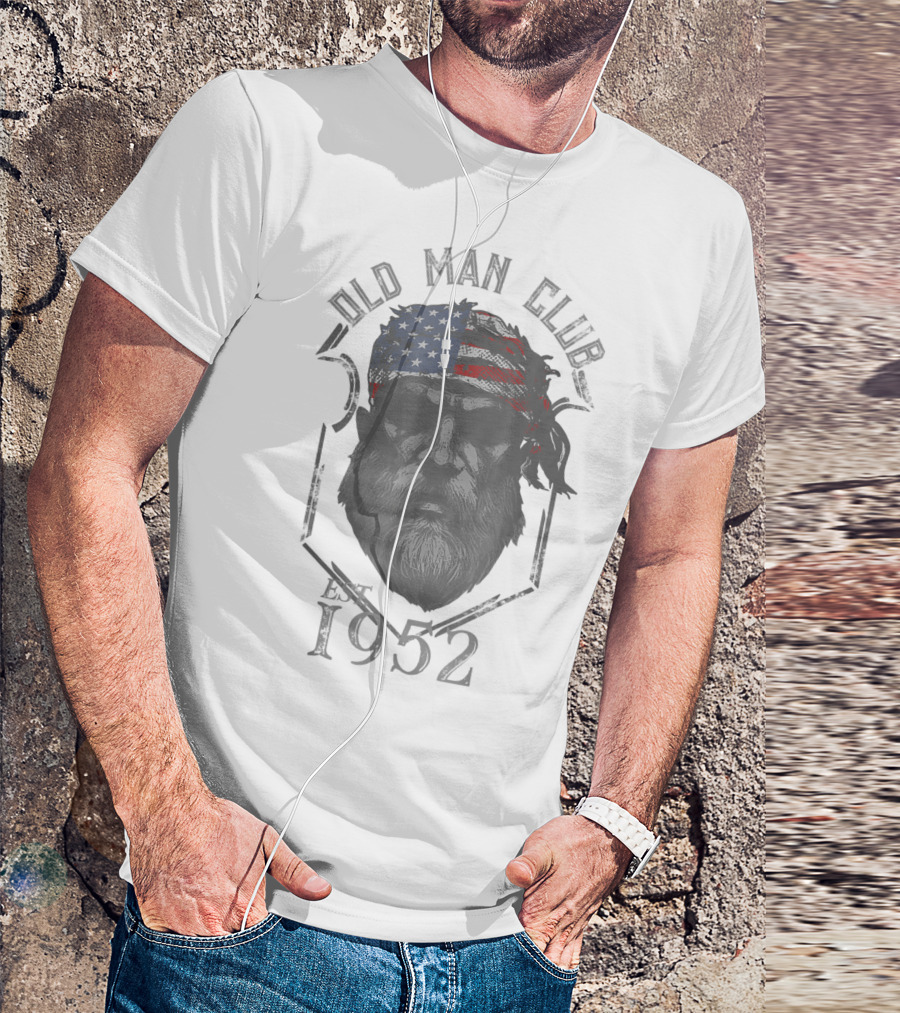 Old Man Club Est 1952 American Flag Bandana T-Shirt