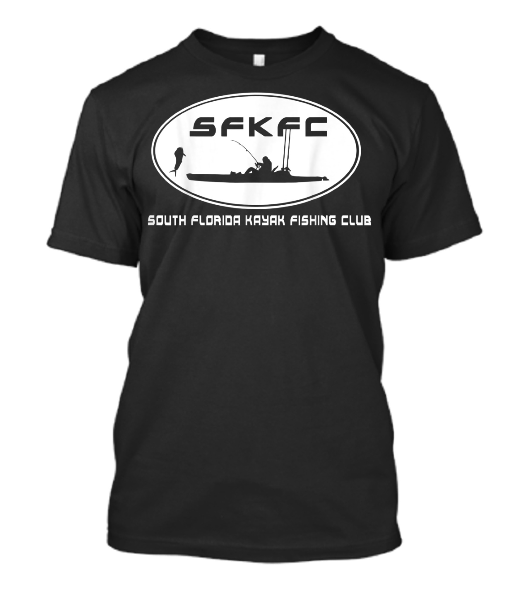 SFKFC South Florida Kayak Fishing Club Kayak Silhouette Fishing Rod Fish T-Shirt