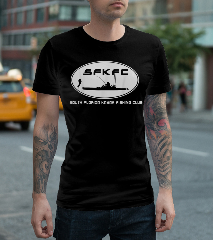 SFKFC South Florida Kayak Fishing Club Kayak Silhouette Fishing Rod Fish T-Shirt