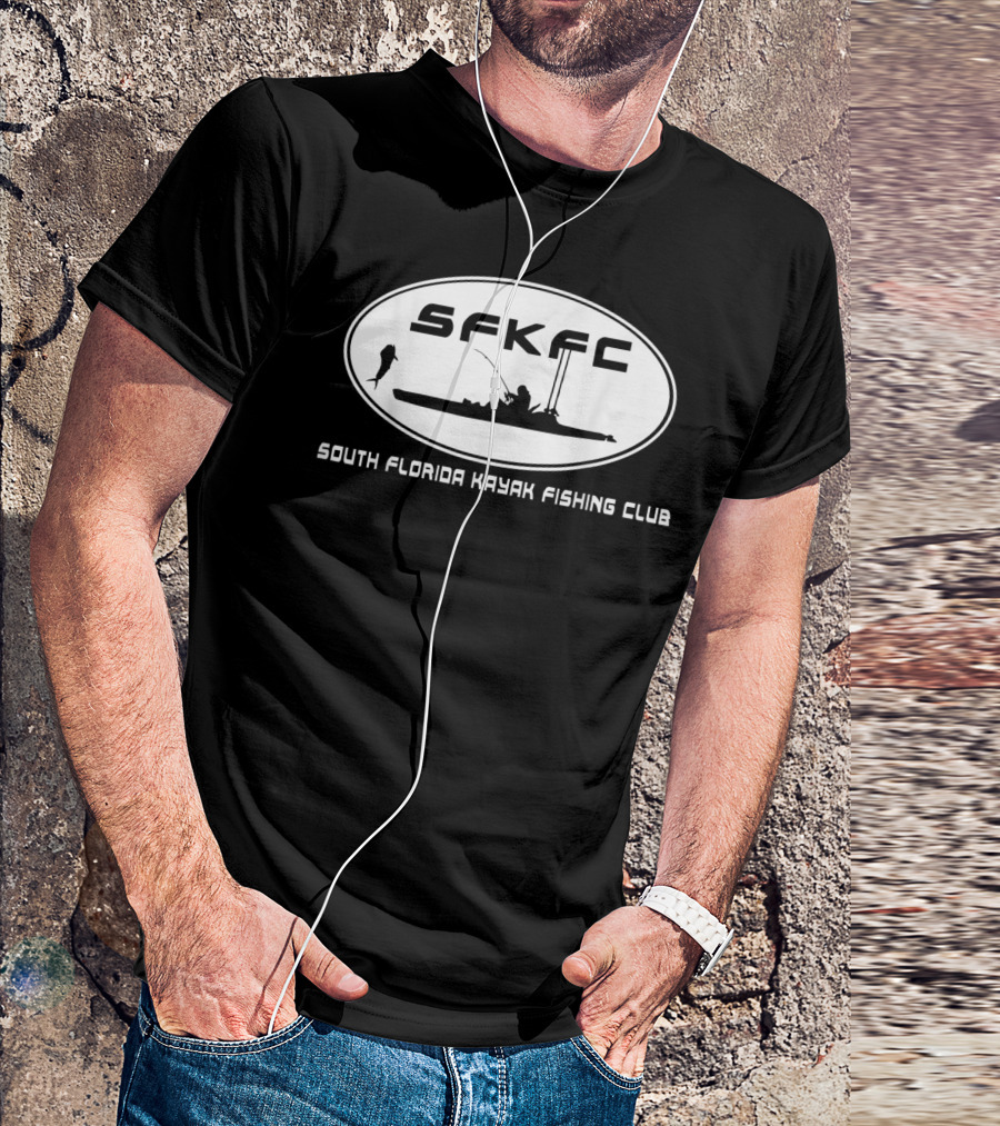 SFKFC South Florida Kayak Fishing Club Kayak Silhouette Fishing Rod Fish T-Shirt